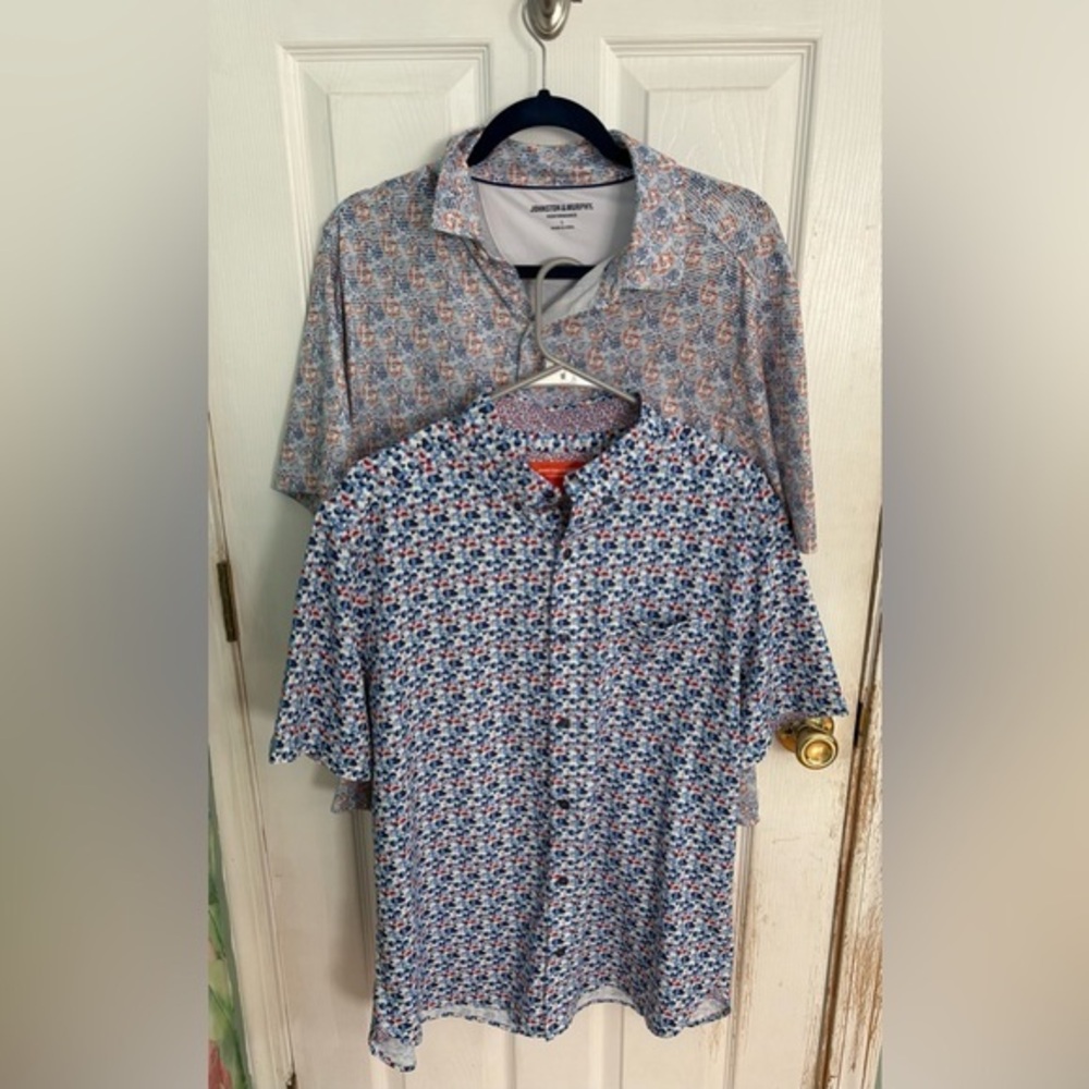Johnston & Murphy Lot (2) Performance Golf Button Down Shirts Size Large